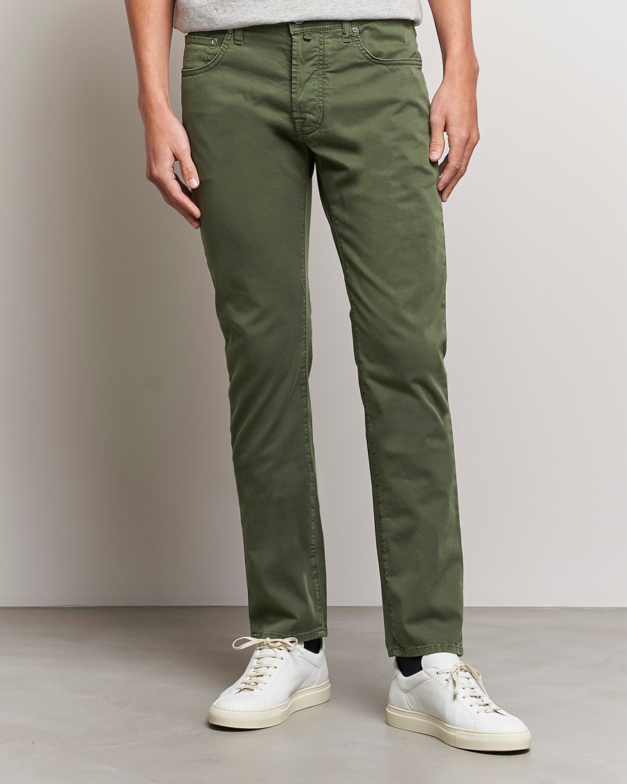 Mies | Jacob Cohën | Jacob Cohën | Bard Garment Dyed Gabardine Trousers Green