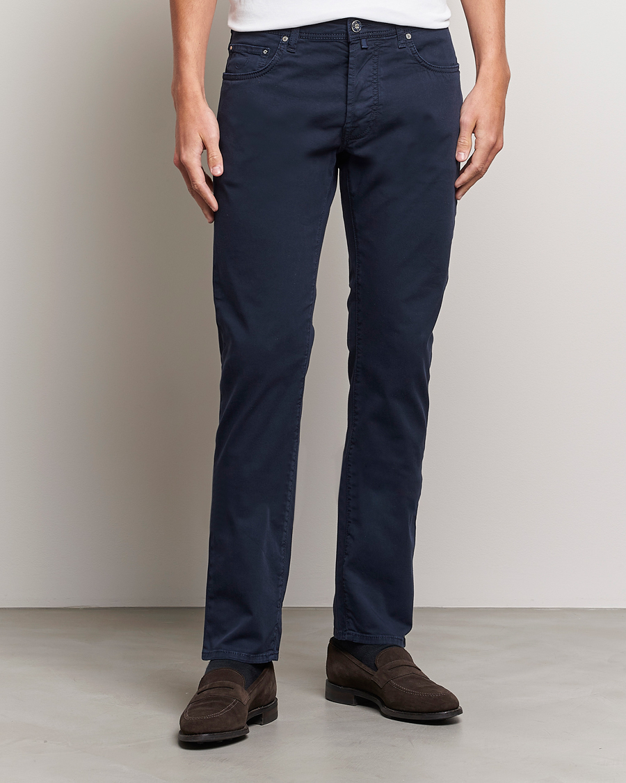 Mies | Housut | Jacob Cohën | Bard Garment Dyed Gabardine Trousers Navy