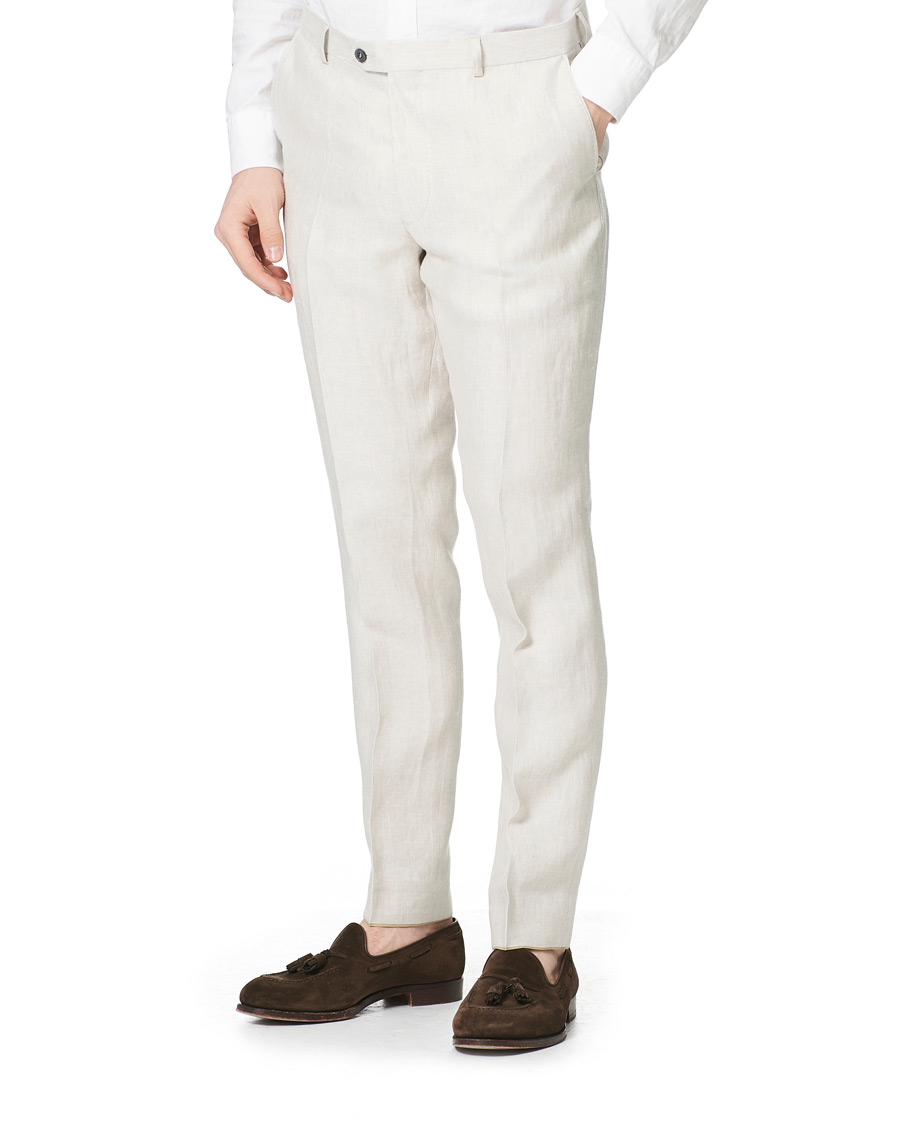 Mies |  | Oscar Jacobson | Denz Linen Trousers Off White