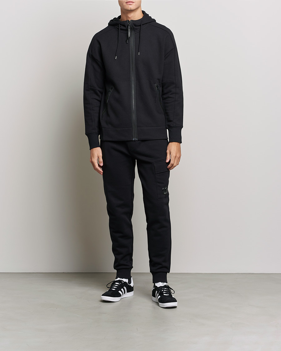 Mies | Puserot | C.P. Company | Diagonal Raised Fleece Full Zip Goggle Hoodie Black