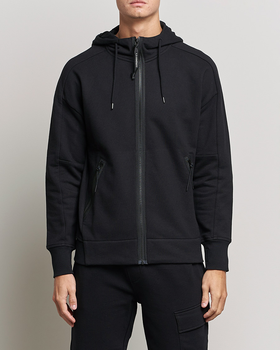 Mies | Puserot | C.P. Company | Diagonal Raised Fleece Full Zip Goggle Hoodie Black