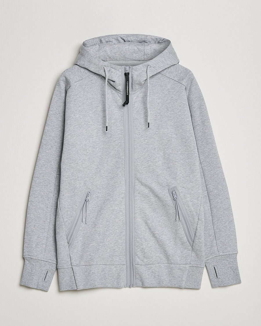 Mies | Puserot | C.P. Company | Diagonal Raised Fleece Full Zip Goggle Hoodie Grey