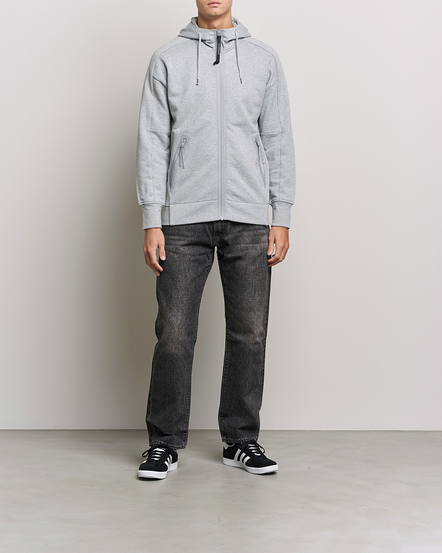 Mies | Puserot | C.P. Company | Diagonal Raised Fleece Full Zip Goggle Hoodie Grey