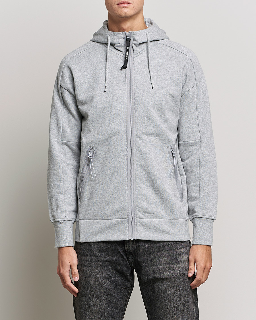 Mies | Puserot | C.P. Company | Diagonal Raised Fleece Full Zip Goggle Hoodie Grey