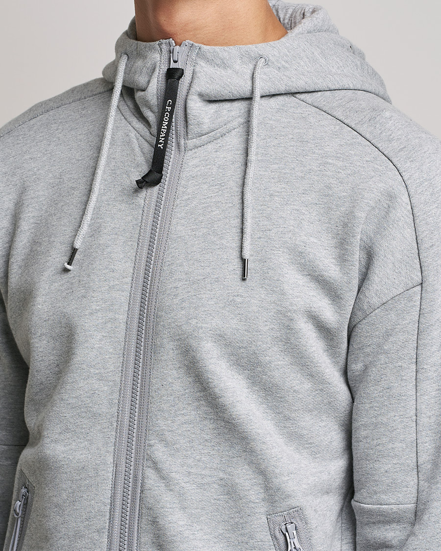 Mies | Puserot | C.P. Company | Diagonal Raised Fleece Full Zip Goggle Hoodie Grey