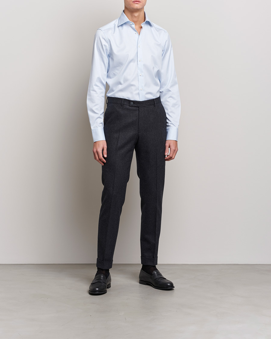 Mies | Kauluspaidat | Stenströms | Slimline Thin Stripe Shirt White/Blue
