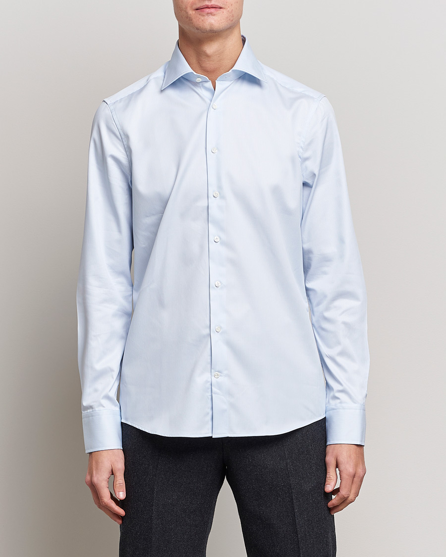 Mies |  | Stenströms | Slimline Thin Stripe Shirt White/Blue