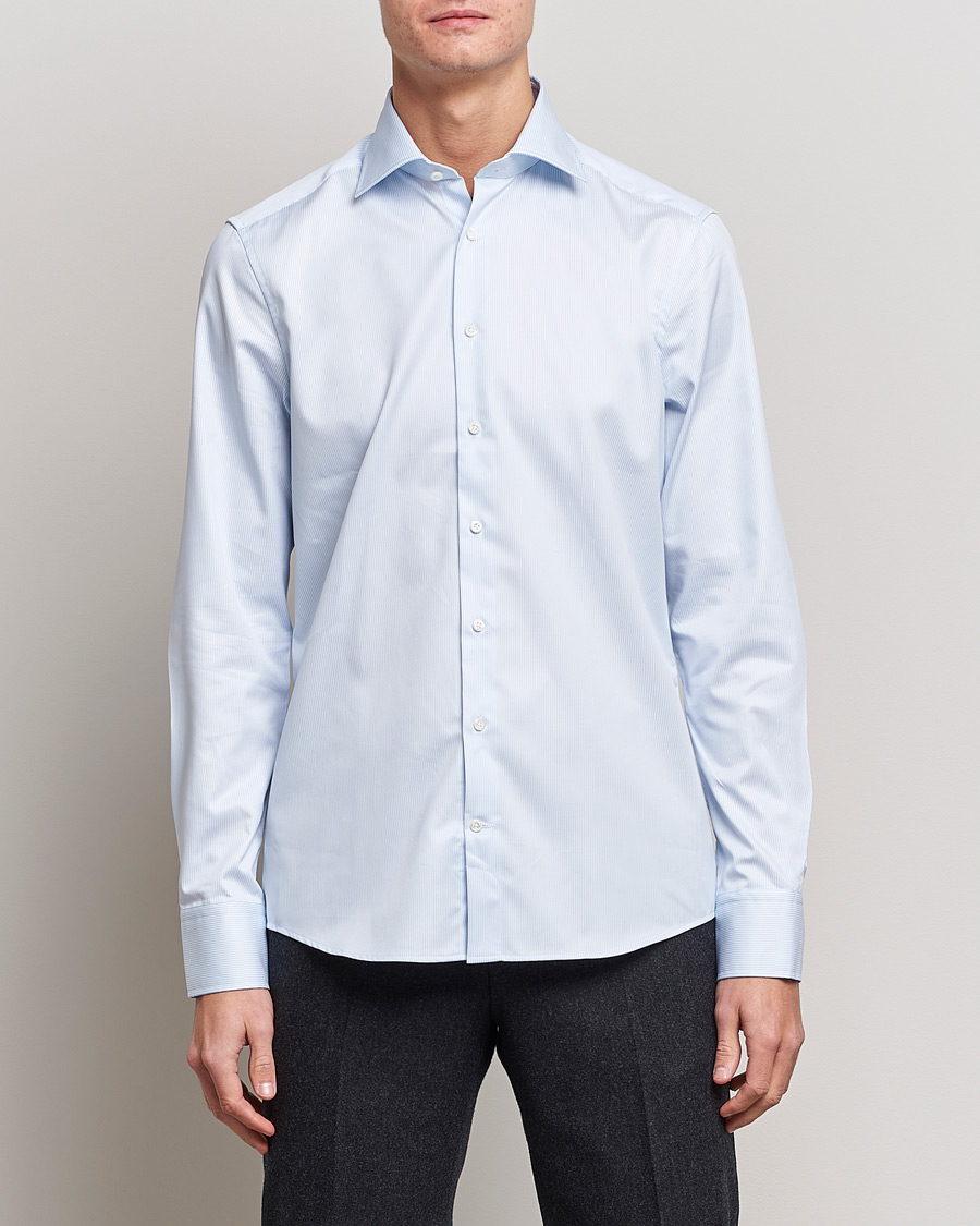 Mies | Kauluspaidat | Stenströms | Slimline Thin Stripe Shirt White/Blue