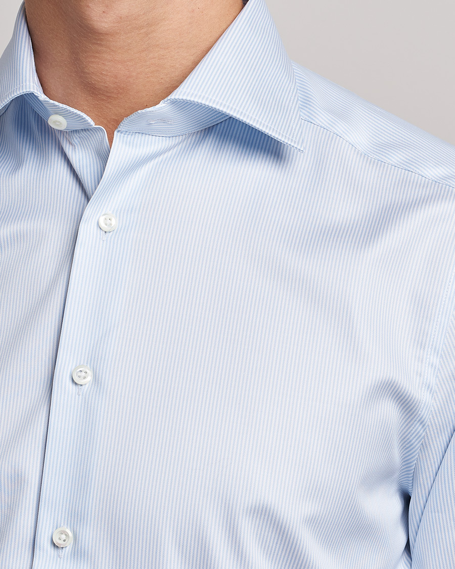 Mies | Kauluspaidat | Stenströms | Slimline Thin Stripe Shirt White/Blue