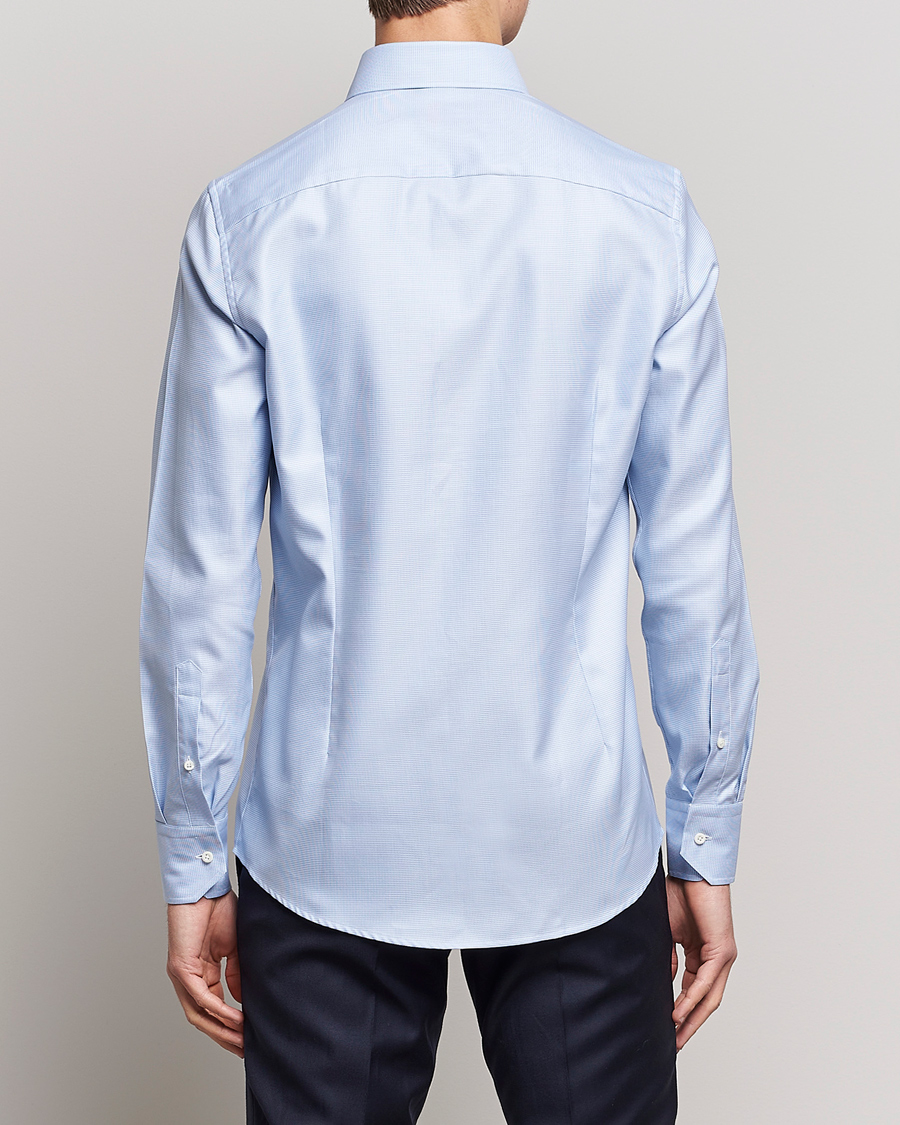 Mies | Kauluspaidat | Stenströms | Slimline Houndstooth Shirt Light Blue