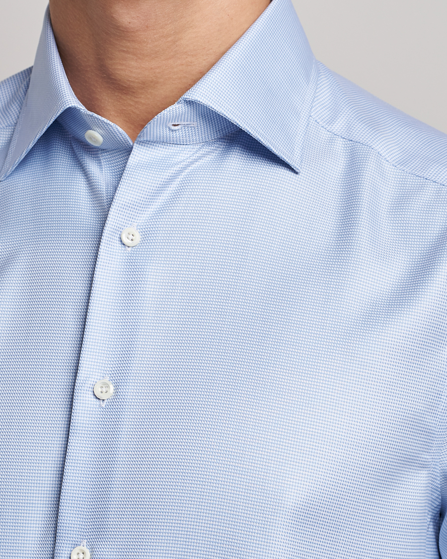 Mies | Kauluspaidat | Stenströms | Slimline Houndstooth Shirt Light Blue