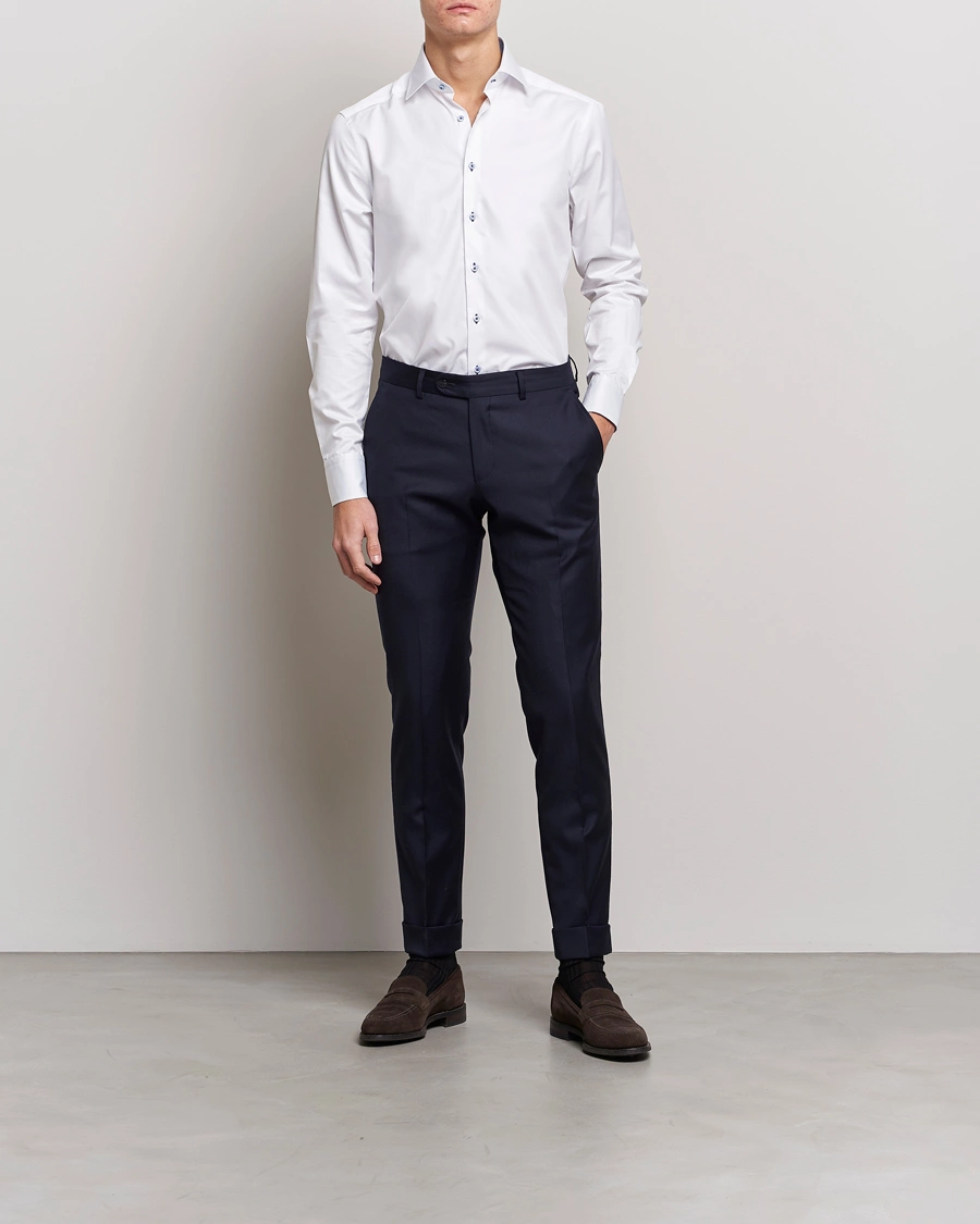 Mies |  | Stenströms | Slimline Contrast Cut Away Shirt White