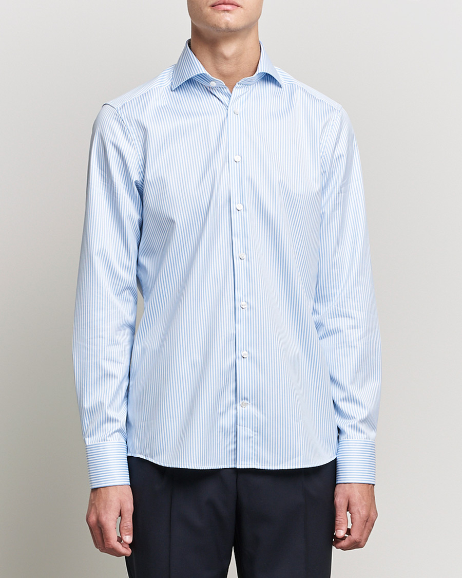 Mies | Kauluspaidat | Stenströms | Slimline Stripe Cut Away Shirt Light Blue