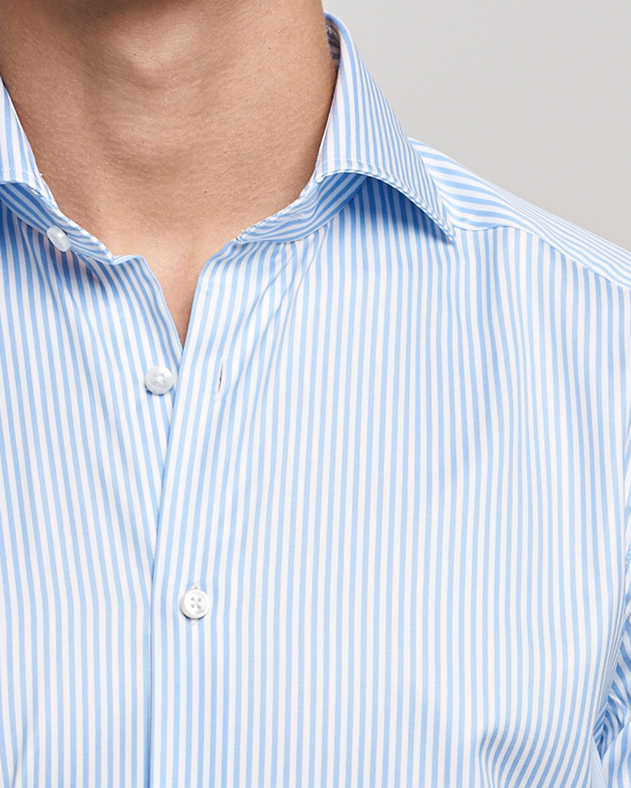 Mies | Kauluspaidat | Stenströms | Slimline Stripe Cut Away Shirt Light Blue