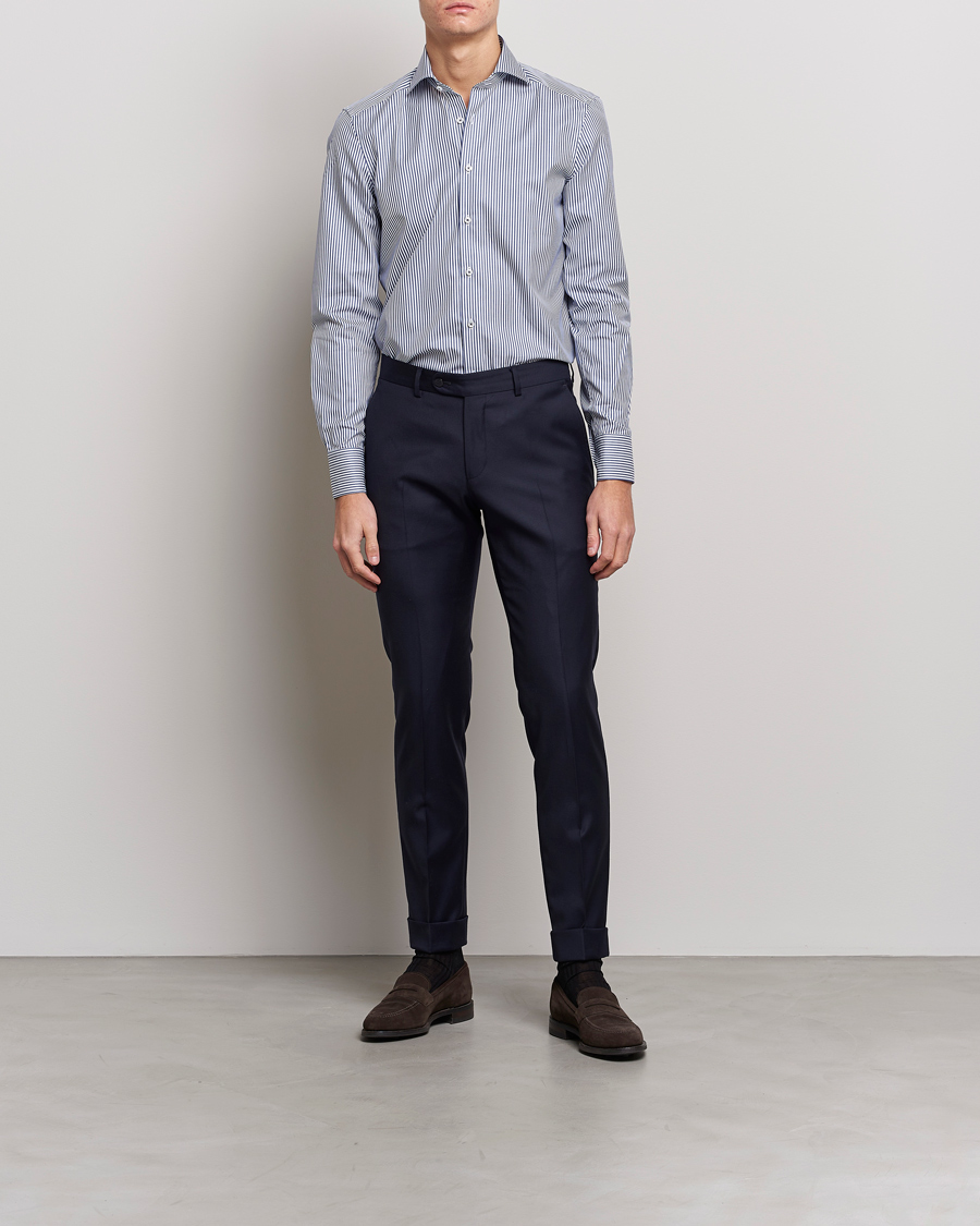 Mies | Kauluspaidat | Stenströms | Slimline Stripe Cut Away Shirt Navy