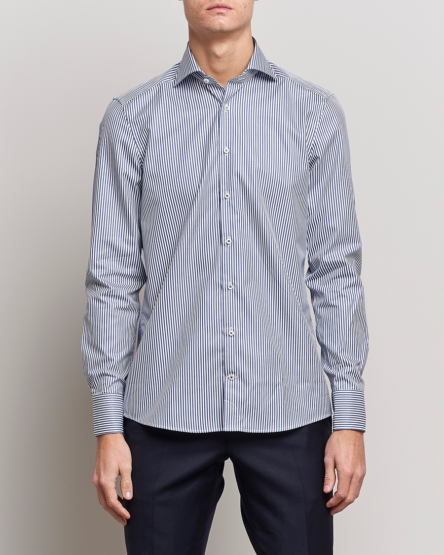 Mies | Kauluspaidat | Stenströms | Slimline Stripe Cut Away Shirt Navy