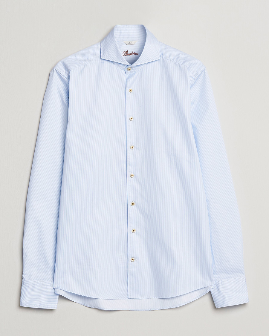 Mies | Kauluspaidat | Stenströms | Slimline Pinstriped Casual Shirt Light Blue