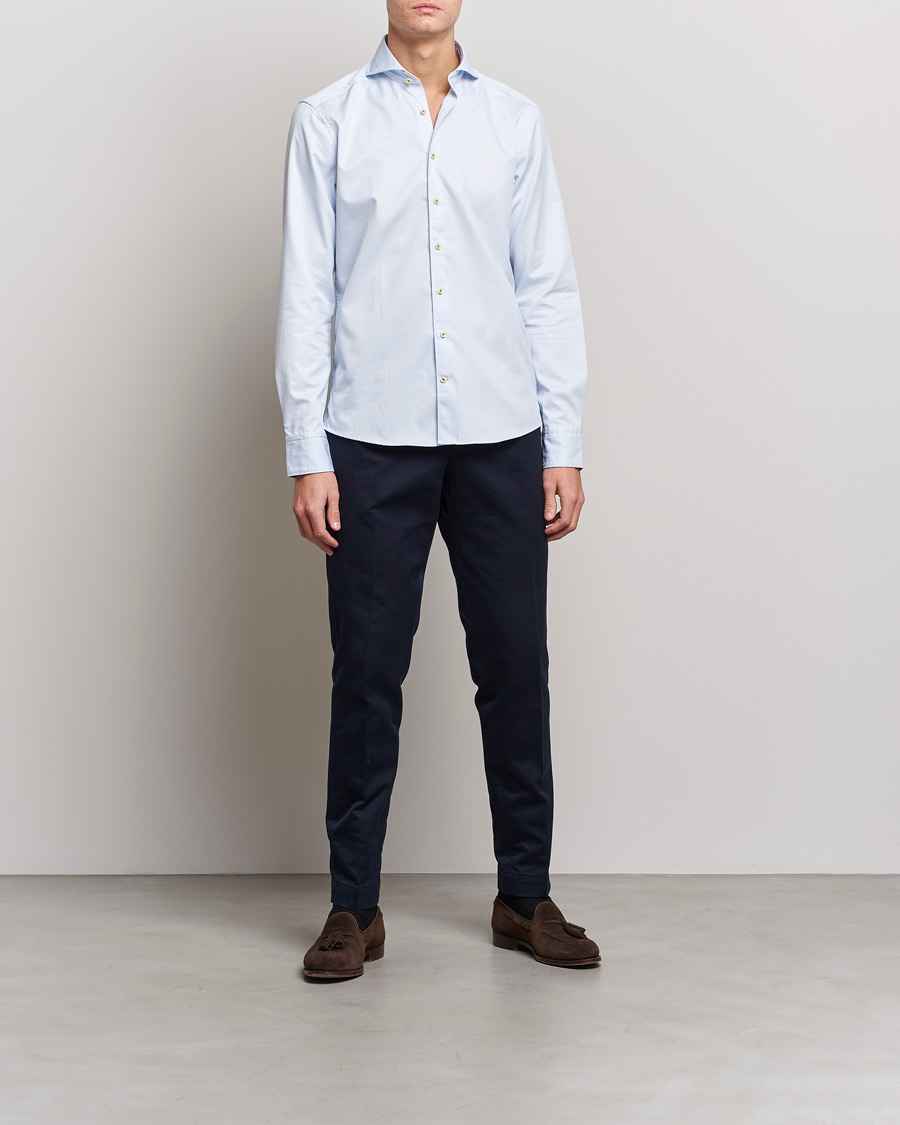 Mies | Kauluspaidat | Stenströms | Slimline Pinstriped Casual Shirt Light Blue