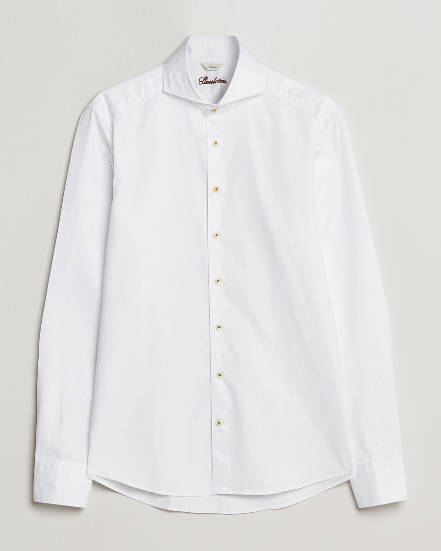 Miehet | Rennot | Stenströms | Slimline Washed Cotton Shirt White