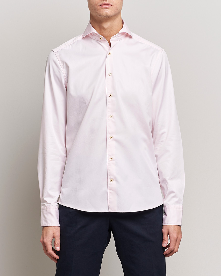 Mies |  | Stenströms | Slimline Washed Cotton Shirt Pink
