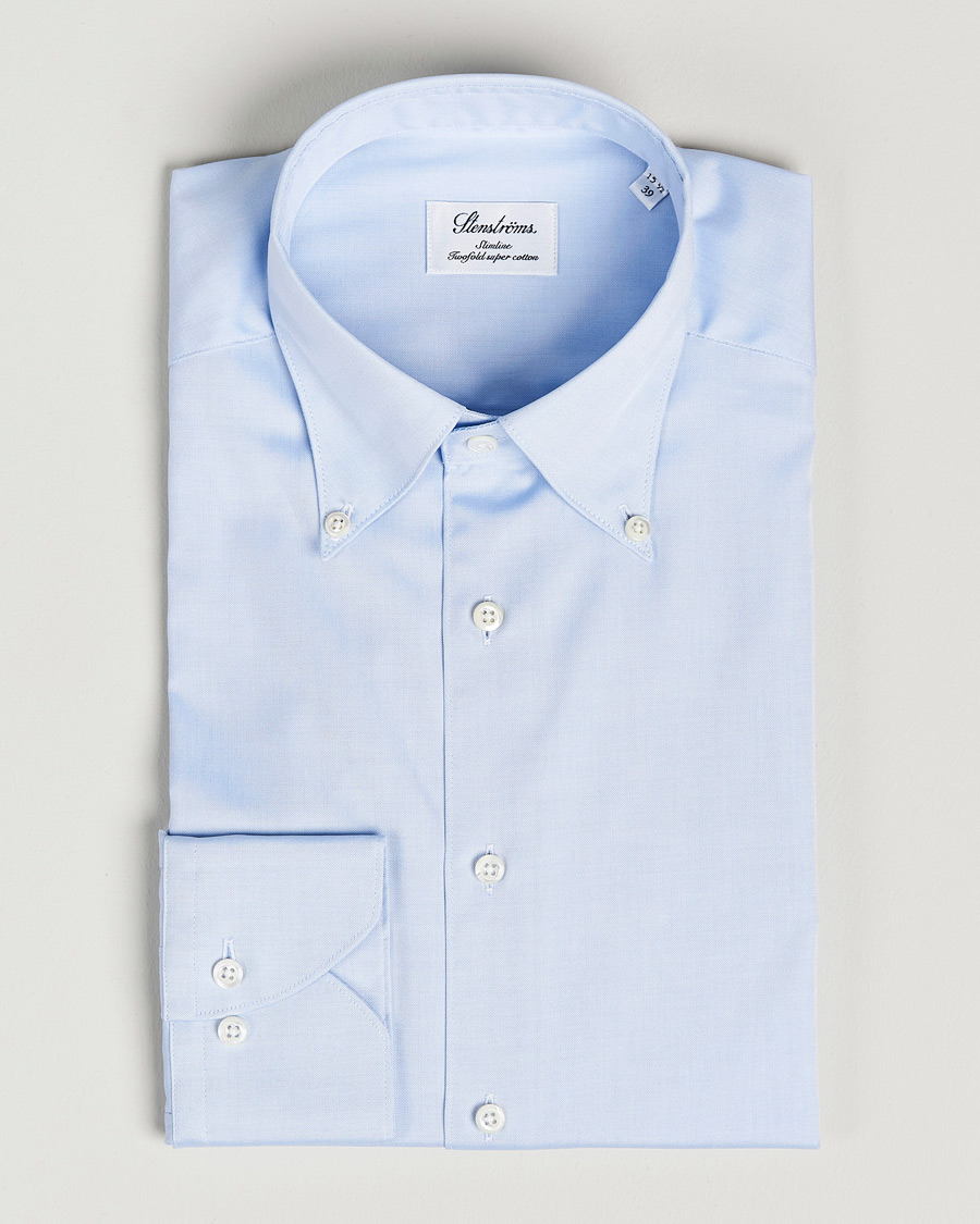 Miehet |  | Stenströms | Slimline Pinpoint Oxford Button Down Shirt Light Blue