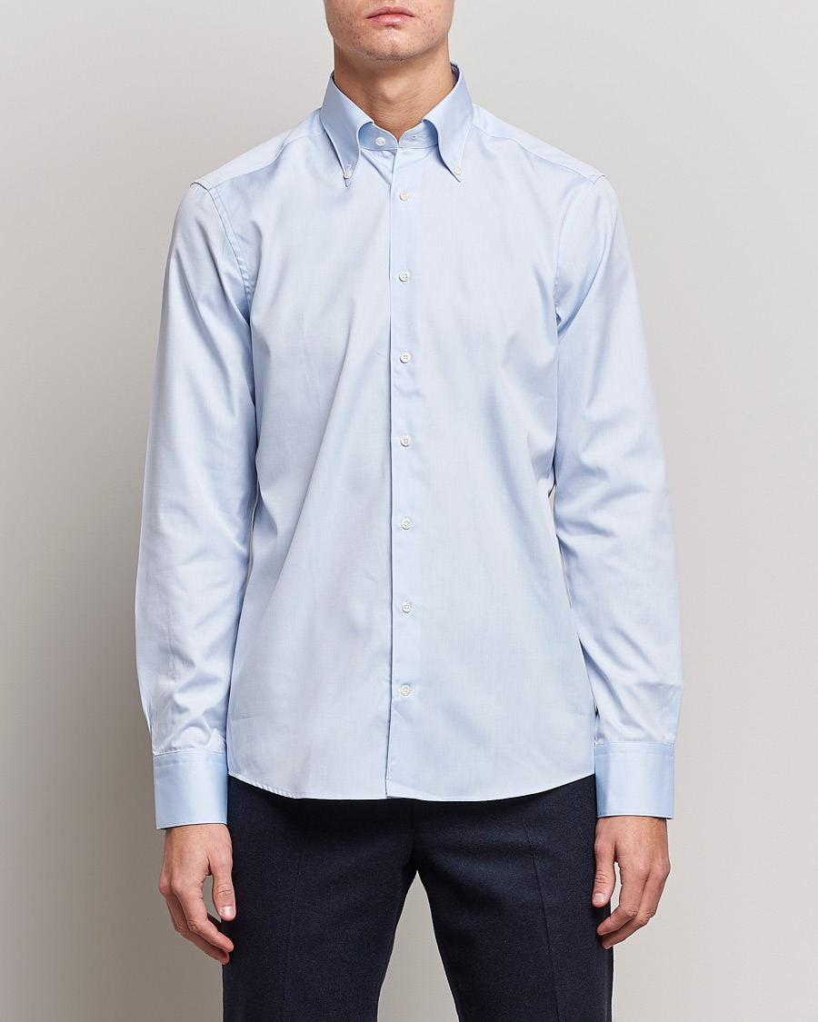 Mies |  | Stenströms | Slimline Pinpoint Oxford Button Down Shirt Light Blue