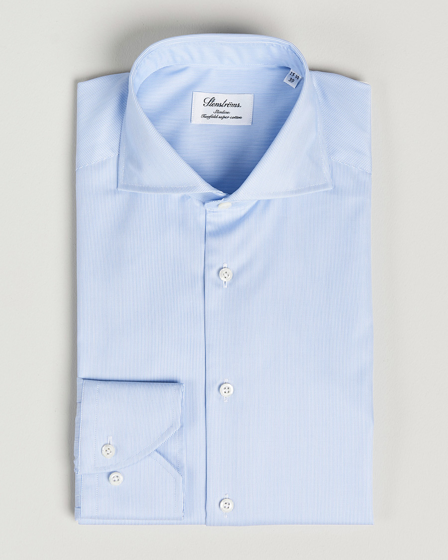 Mies |  | Stenströms | Slimline Micro Stripe Cut Away Shirt Blue