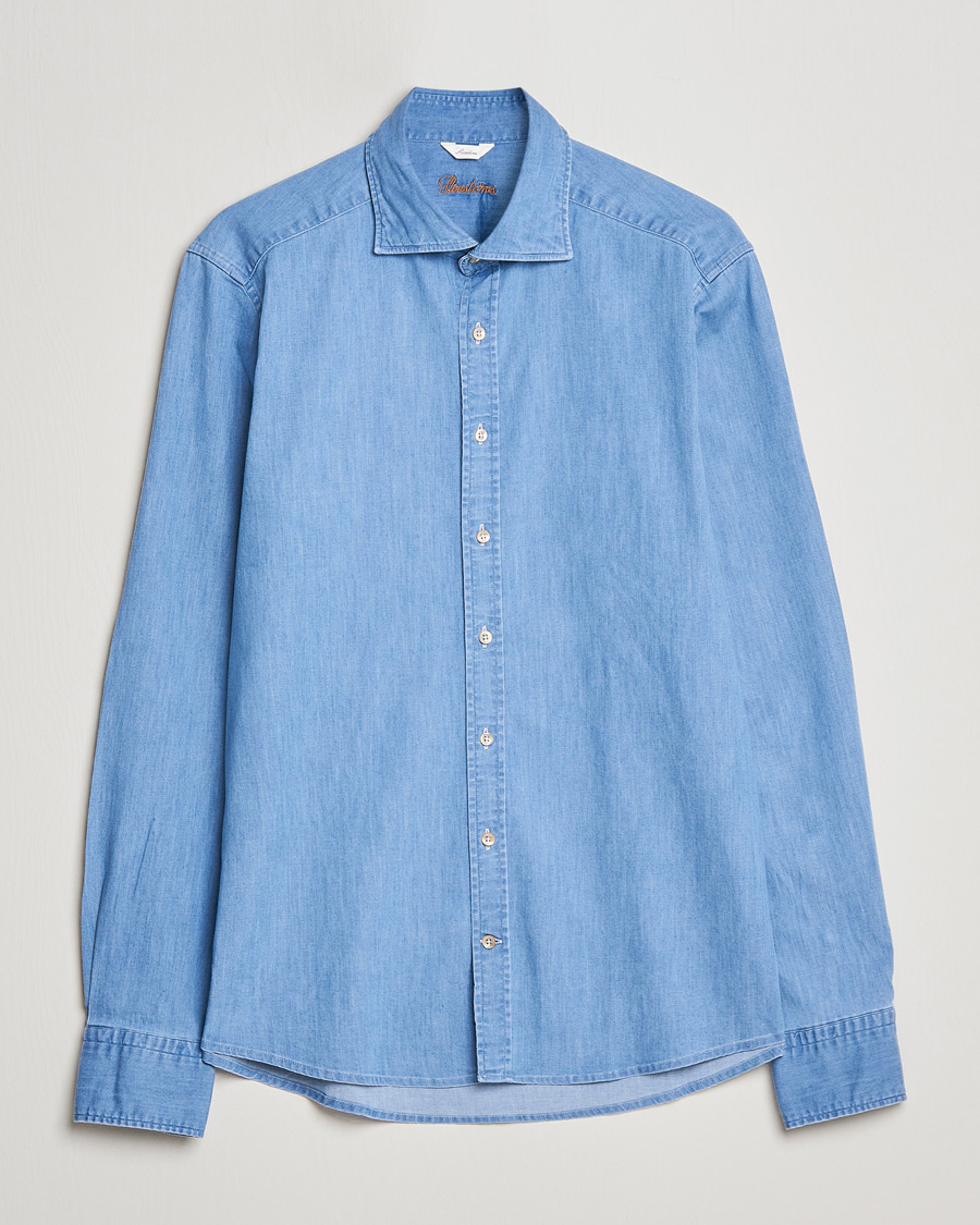 Mies | Kauluspaidat | Stenströms | Slimline Garment Washed Shirt Light Denim