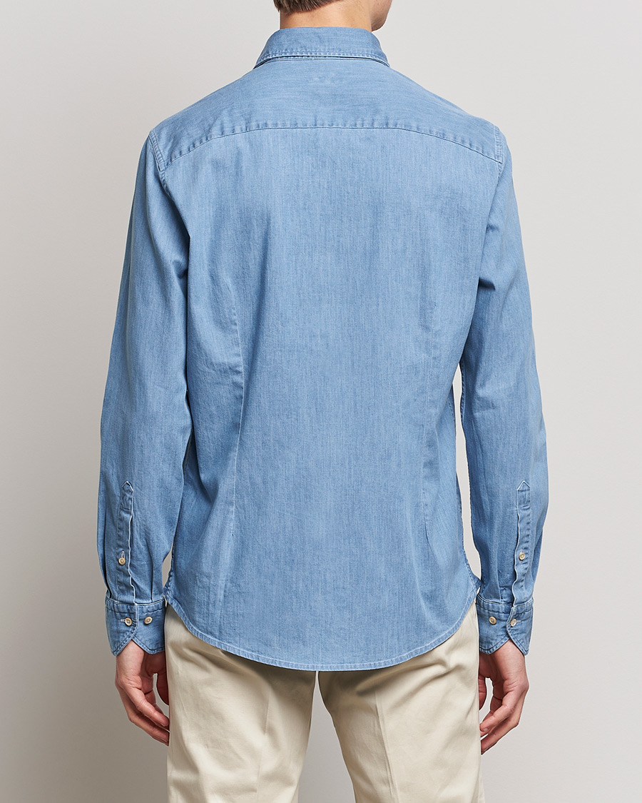 Mies | Kauluspaidat | Stenströms | Slimline Garment Washed Shirt Light Denim