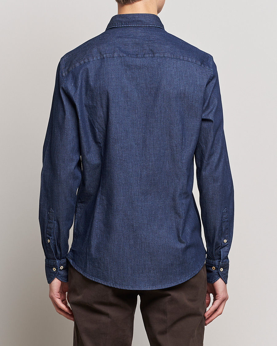 Mies | Kauluspaidat | Stenströms | Slimline Garment Washed Shirt Dark Denim