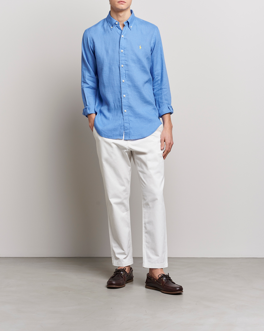 Mies | Kauluspaidat | Polo Ralph Lauren | Custom Fit Linen Button Down Harbor Island Blue