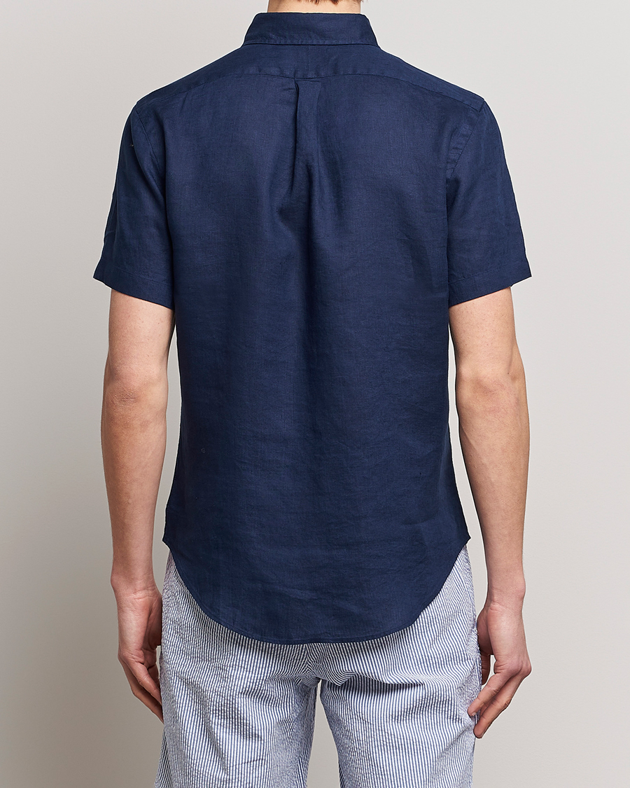 Mies | Kauluspaidat | Polo Ralph Lauren | Slim Fit Linen Short Sleeve Shirt Newport Navy