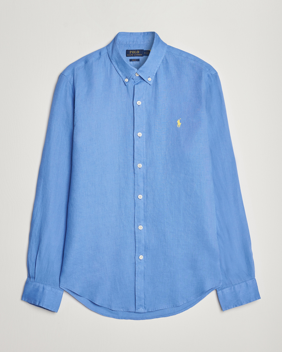 Mies | Kauluspaidat | Polo Ralph Lauren | Slim Fit Linen Button Down Shirt Harbor Island Blue