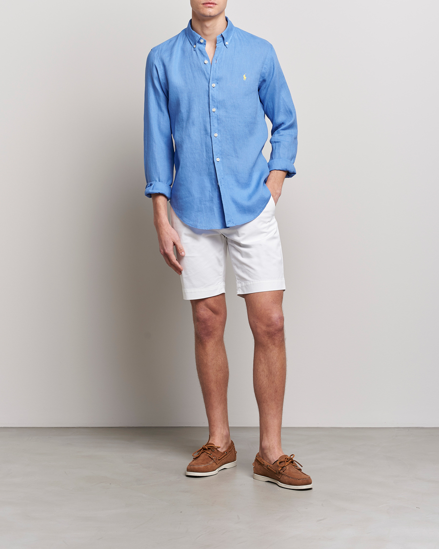 Mies | Kauluspaidat | Polo Ralph Lauren | Slim Fit Linen Button Down Shirt Harbor Island Blue