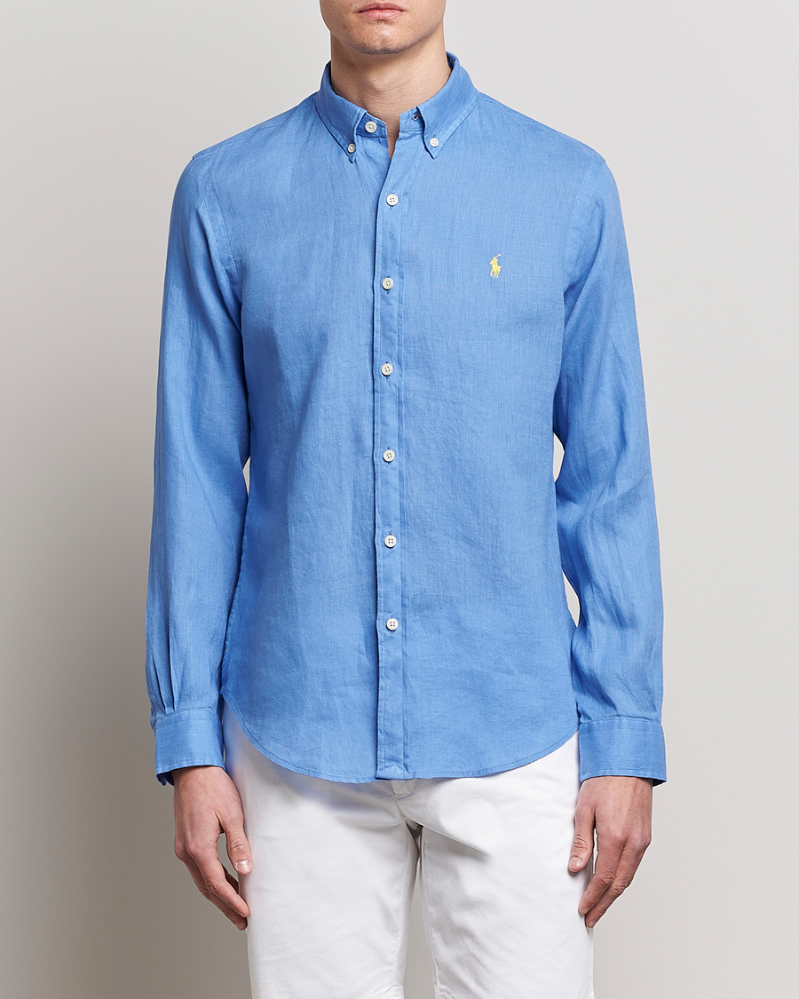 Mies | Kauluspaidat | Polo Ralph Lauren | Slim Fit Linen Button Down Shirt Harbor Island Blue