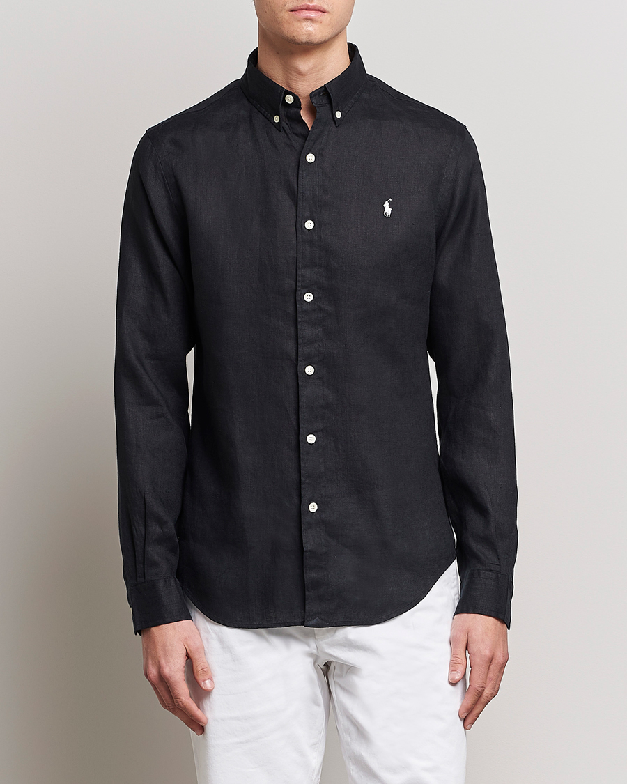 Mies | Pellavan paluu | Polo Ralph Lauren | Slim Fit Linen Button Down Shirt Black
