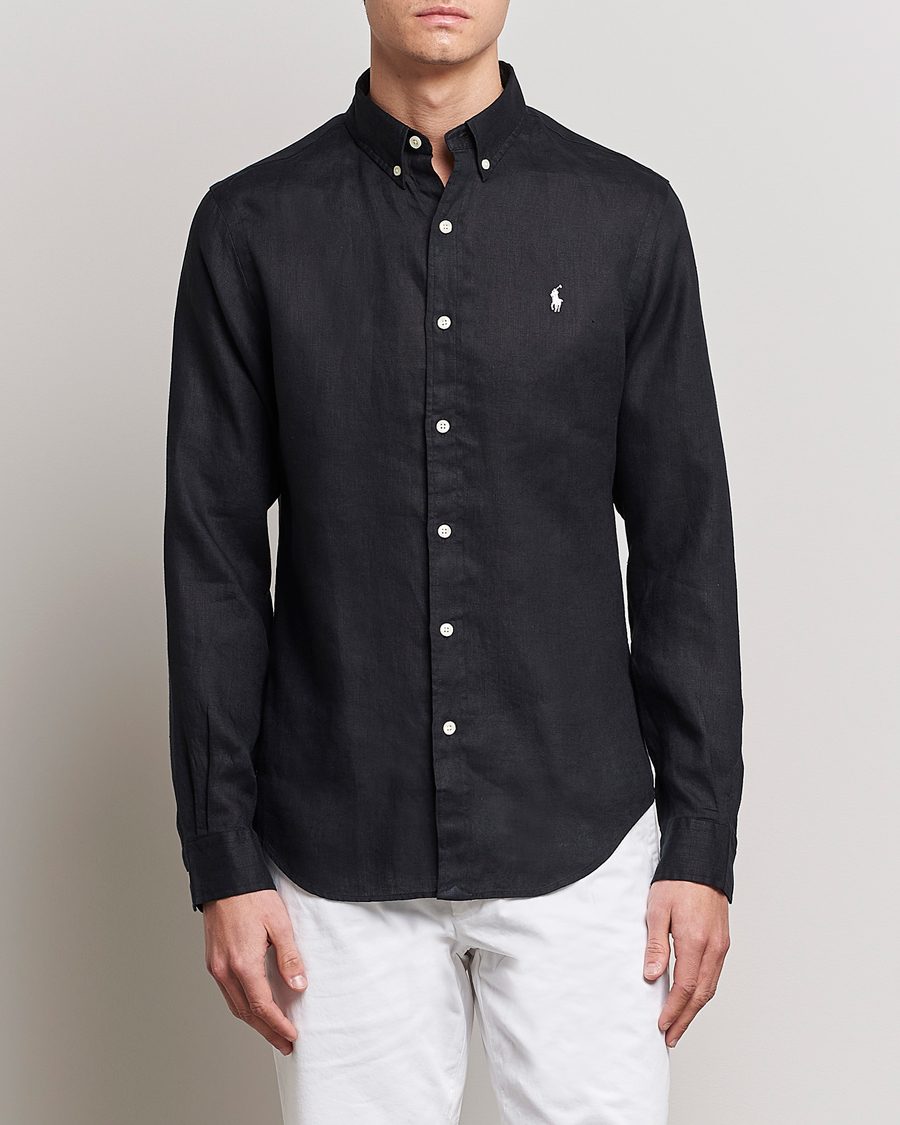 Mies | Kauluspaidat | Polo Ralph Lauren | Slim Fit Linen Button Down Shirt Polo Black