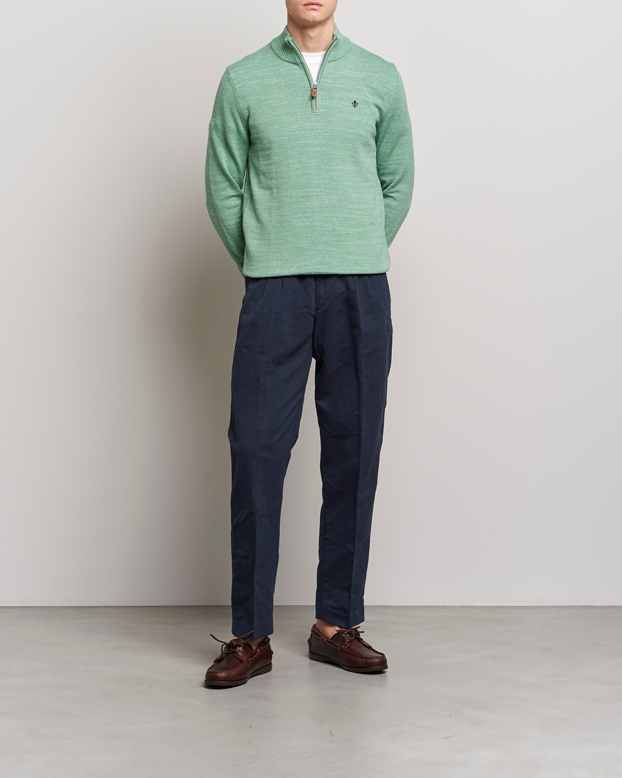 Mies | Puserot | Morris | Randall Cotton Half Zip Green