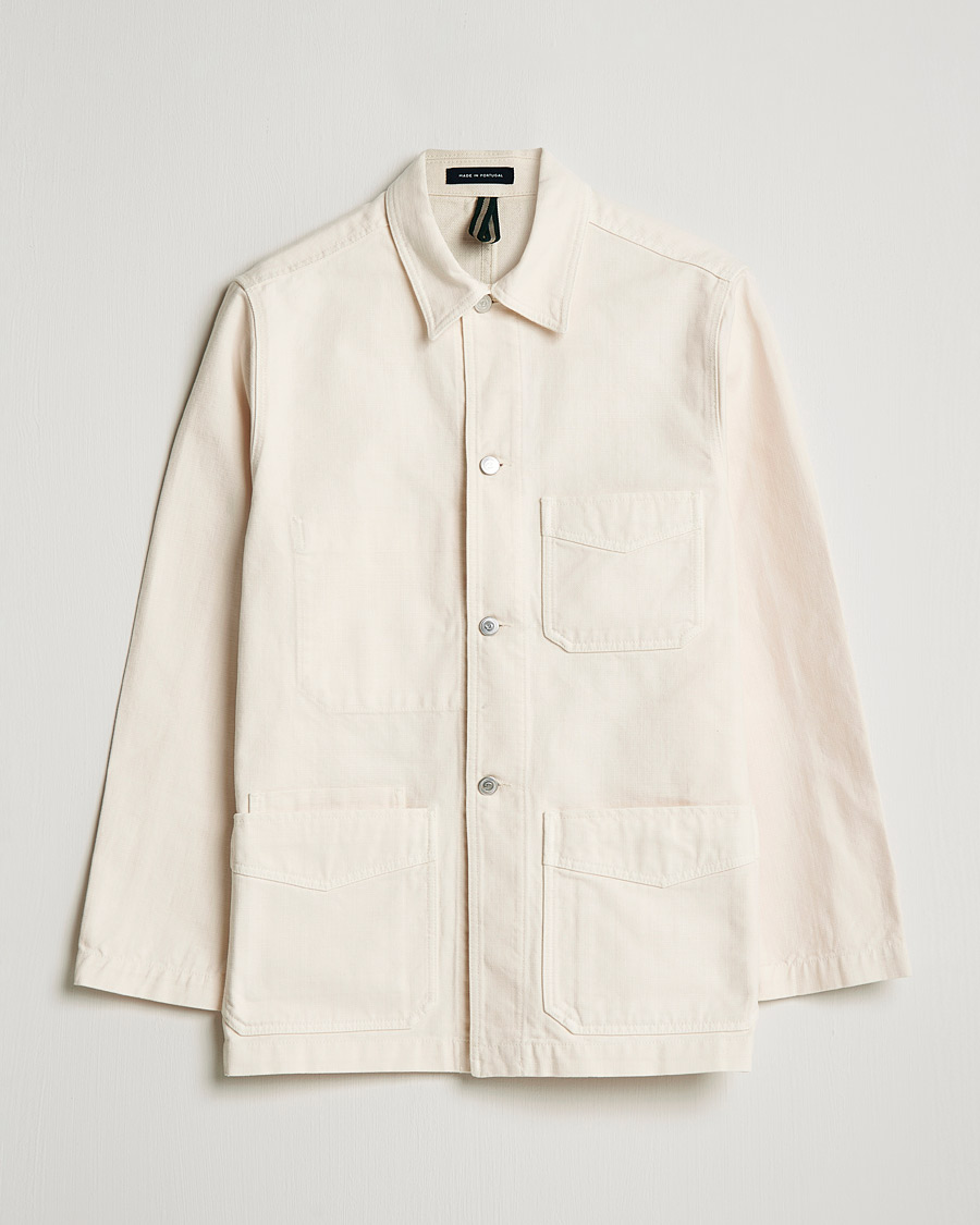 Mies | Takit | Drake's | Kuroki Cotton Canvas Chore Jacket Ecru