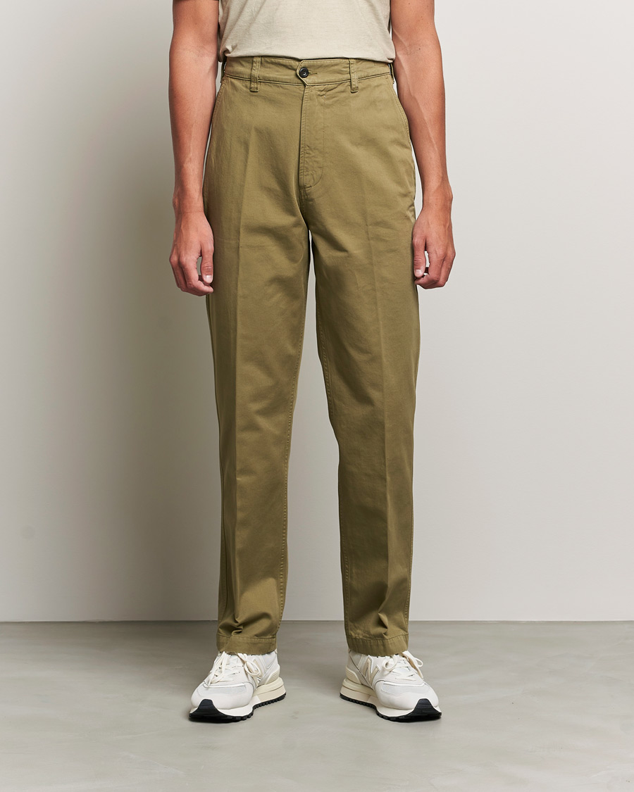 Mies | Housut | Drake's | Flat Front Cotton Chino Olive