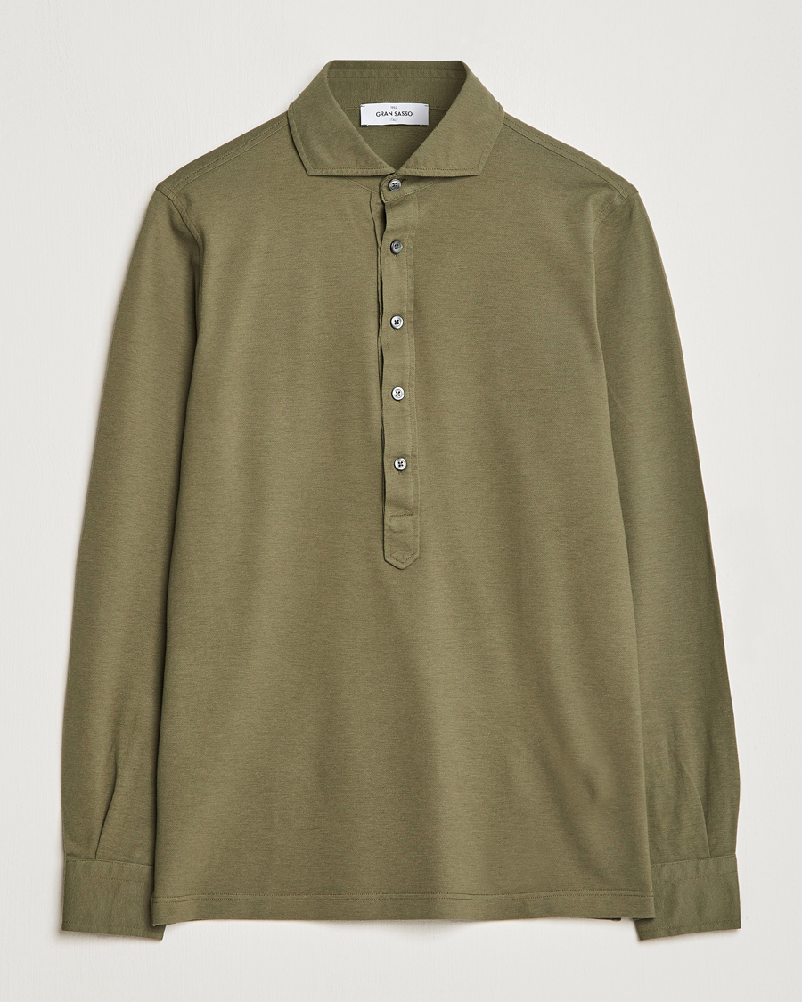 Mies | Kauluspaidat | Gran Sasso | Popover Shirt Olive