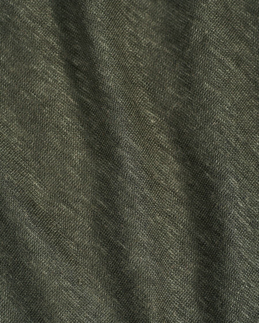 Mies | Puserot | Gran Sasso | Washed Linen Long Sleeve Polo Dark Green