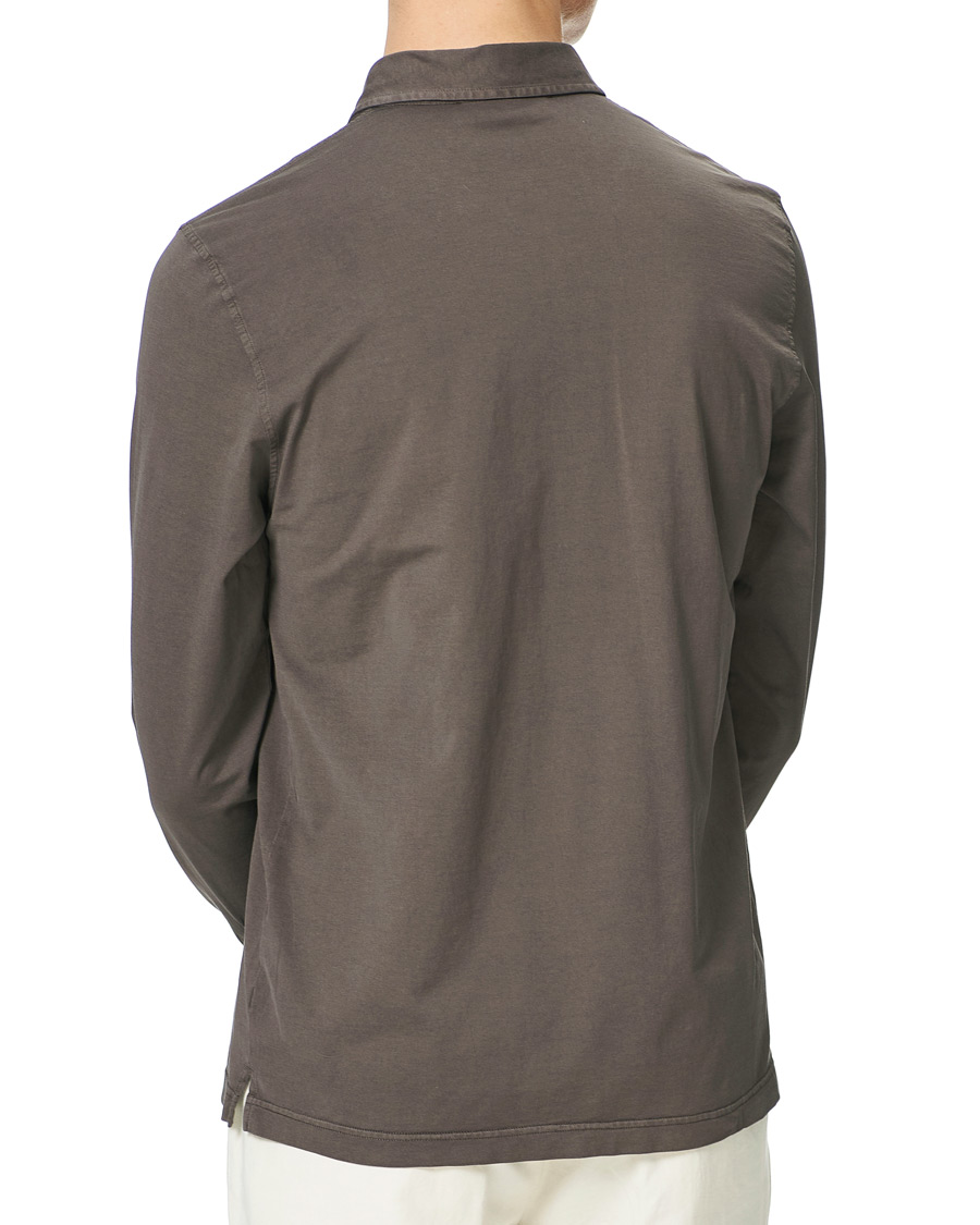 Mies | Kauluspaidat | Gran Sasso | Washed Cotton Jersey Shirt Dark Brown