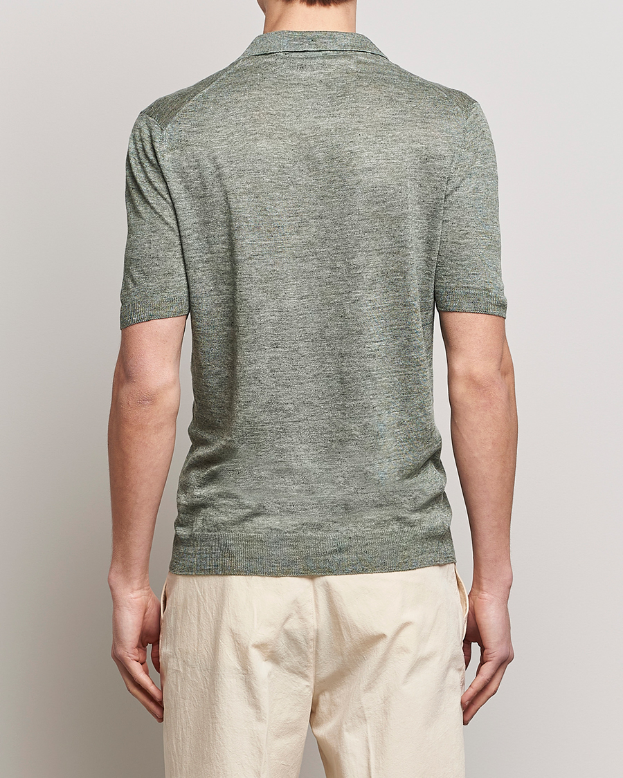 Mies | Pikeet | Gran Sasso | Knitted Linen Polo Green