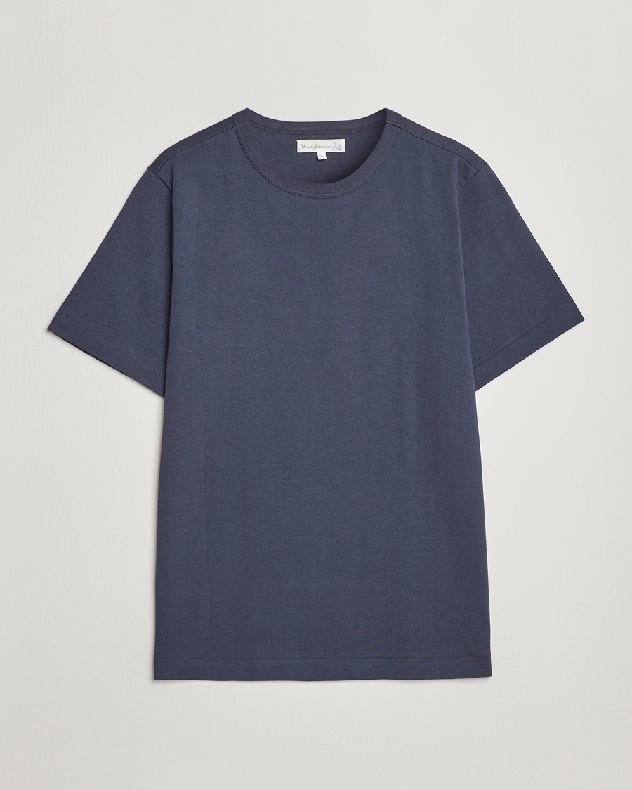 Mies | T-paidat | Merz b. Schwanen | Relaxed Loopwheeled Sturdy Tee Navy
