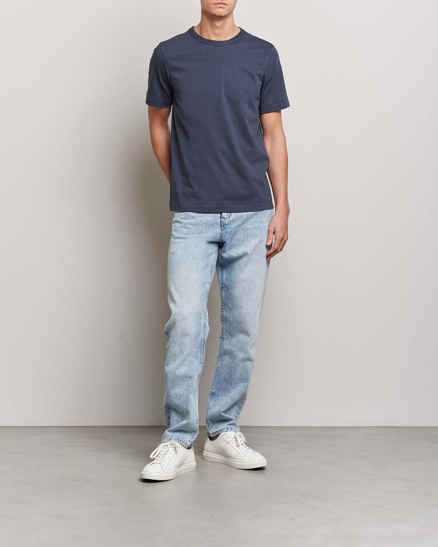 Mies | T-paidat | Merz b. Schwanen | Relaxed Loopwheeled Sturdy Tee Navy