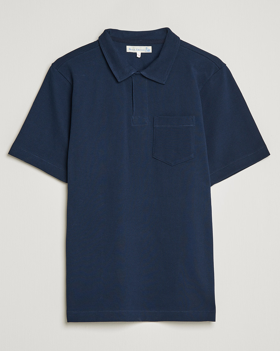 Mies | Pikeet | Merz b. Schwanen | Organic Cotton Washed Polo Ink Blue