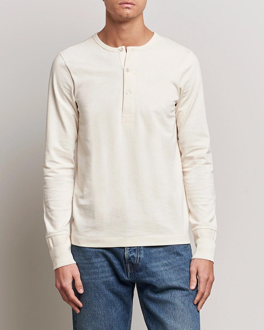 Mies | Pitkähihaiset t-paidat | Merz b. Schwanen | Classic Organic Cotton Henley Sweater Nature