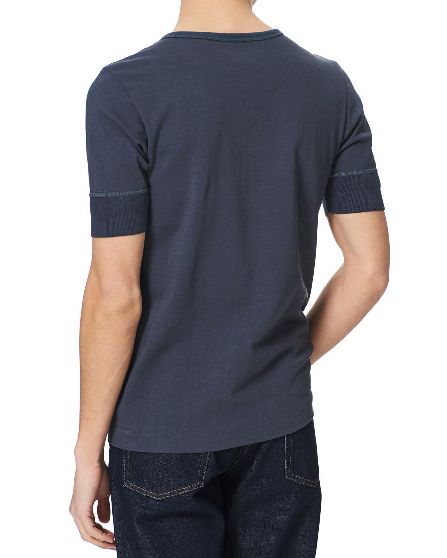 Mies | T-paidat | Merz b. Schwanen | Short Sleeve Organic Cotton Henley Navy