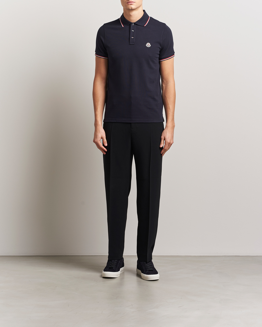 Mies | Pikeet | Moncler | Contrast Rib Polo Navy